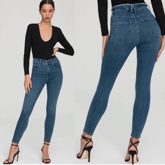 NWT GOOD AMERICAN GOOD LEGS FRAY WAISTBAND SIZE 0 - Picture 4 of 16